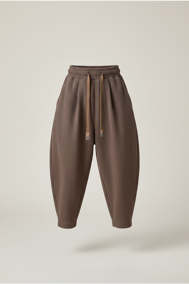 Pantalon Baggy Marron Ample Côtelé Décontracté Garçon - Cordé - vue 3