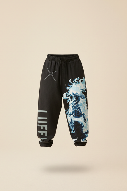 Pantalon Baggy Noir Ample Imprimé Anime Garçon - Molleton - vue 3