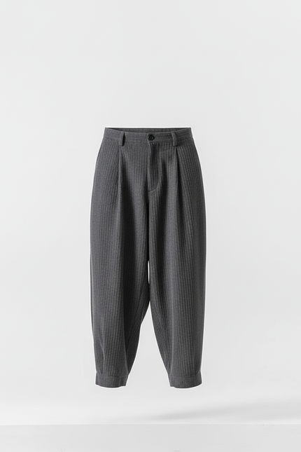 Pantalon Baggy Côtelé Gris Plissé Ample Homme - Cordé - vue 3