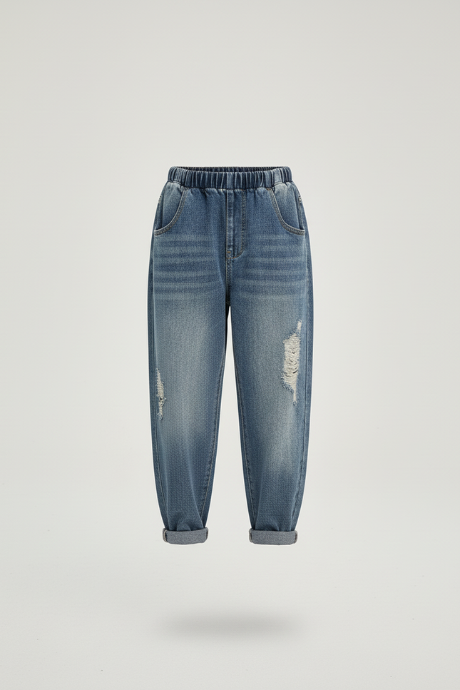 Pantalon Baggy Jean Bleu Déchiré Ample Garçon - vue 3
