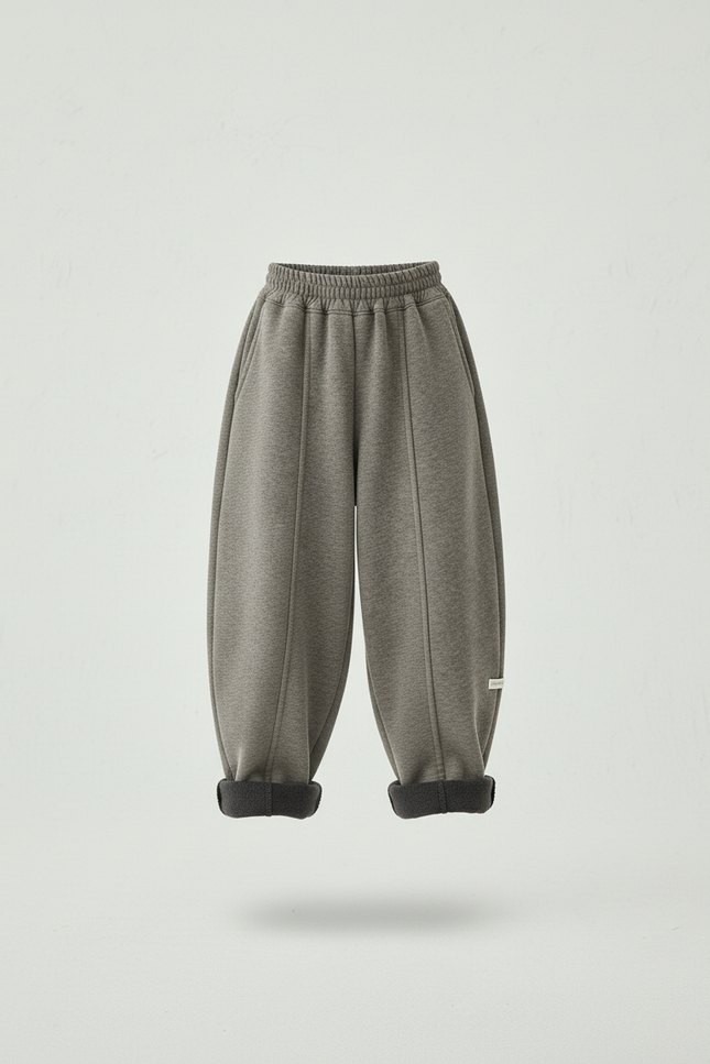 Pantalon Baggy Gris Molletonné Ample Enfant Décontracté - vue 3
