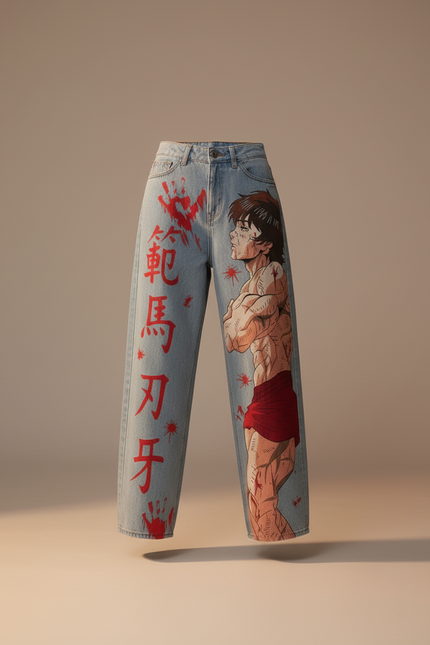 Pantalon Baggy Jean Clair Ample Manga Rouge - Bleu - vue 3