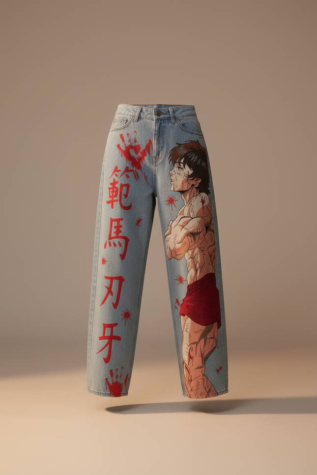 Pantalon Baggy Jean Clair Ample Manga Rouge - Bleu - vue 3