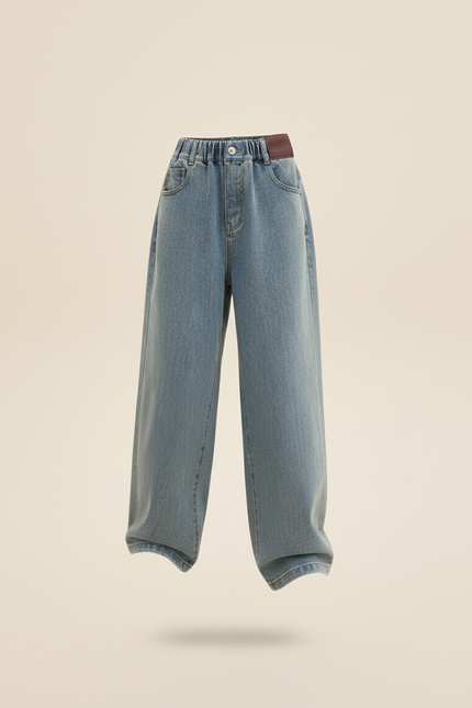 Pantalon Baggy Jean Bleu Clair Ample Taille Haute Enfant - vue 3