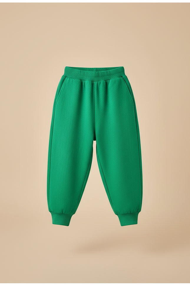 Pantalon Baggy Vert Coton Ample Confortable Enfant - Molleton - vue 3