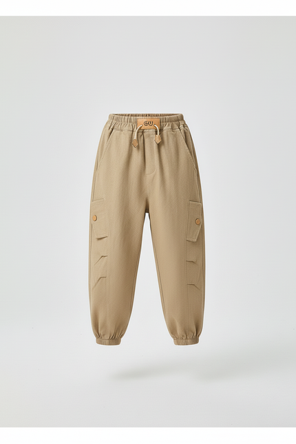 Pantalon Baggy Kaki Cargo Ample Enfant Coton Sport - vue 3