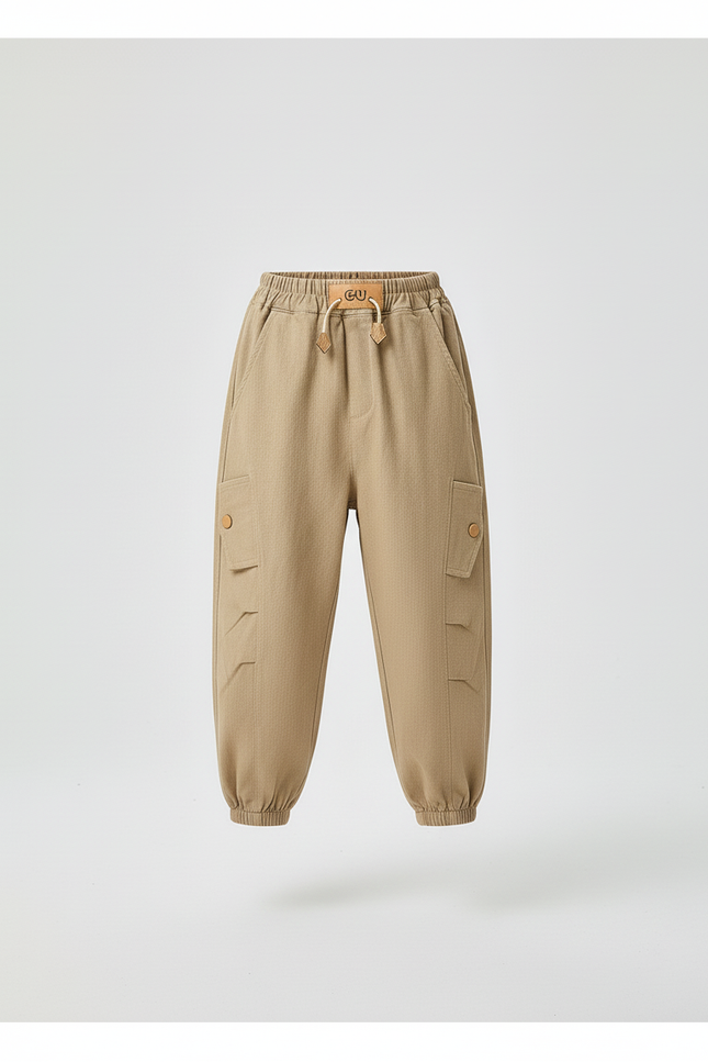 Pantalon Baggy Kaki Cargo Ample Enfant Coton Sport - vue 3