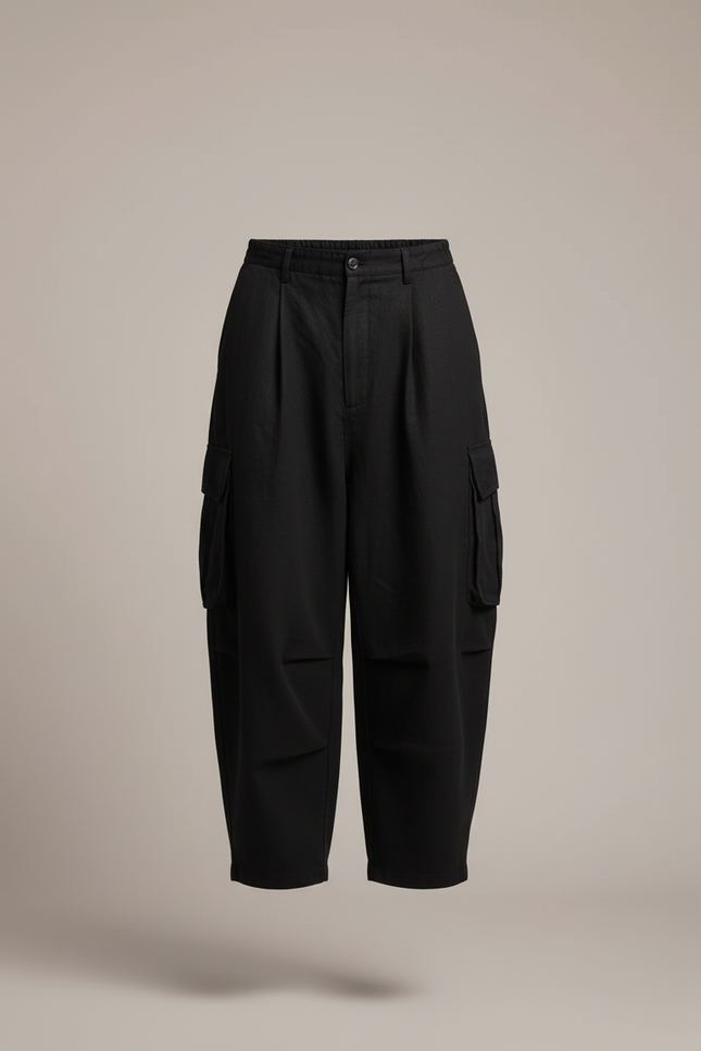 Pantalon Baggy Noir Ample Cargo Décontracté Homme - Toile - vue 3