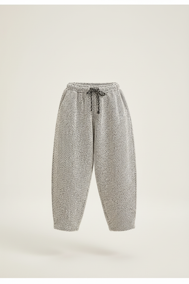 Pantalon Baggy Tweed Noir Blanc Ample Enfant - Multicolore - vue 3