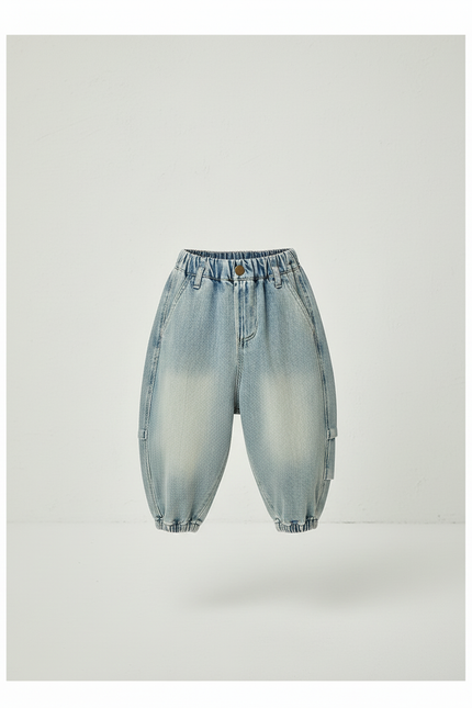 Pantalon Baggy Bleu Jean Ample Dégradé Enfant - vue 3