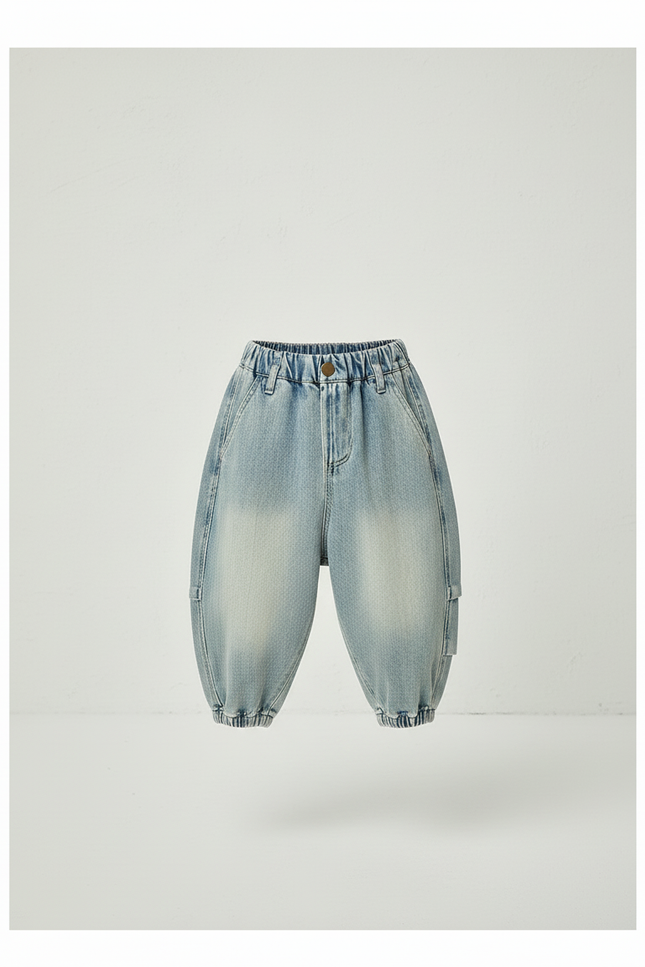 Pantalon Baggy Bleu Jean Ample Dégradé Enfant - vue 3