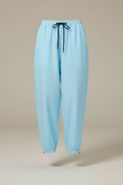Pantalon Baggy Bleu Ciel Ample Fluide Décontracté Cordon - Polyester - vue 3