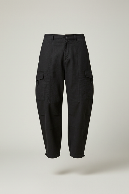Pantalon Baggy Noir Cargo Décontracté Homme Multi-poches - Toile - vue 3