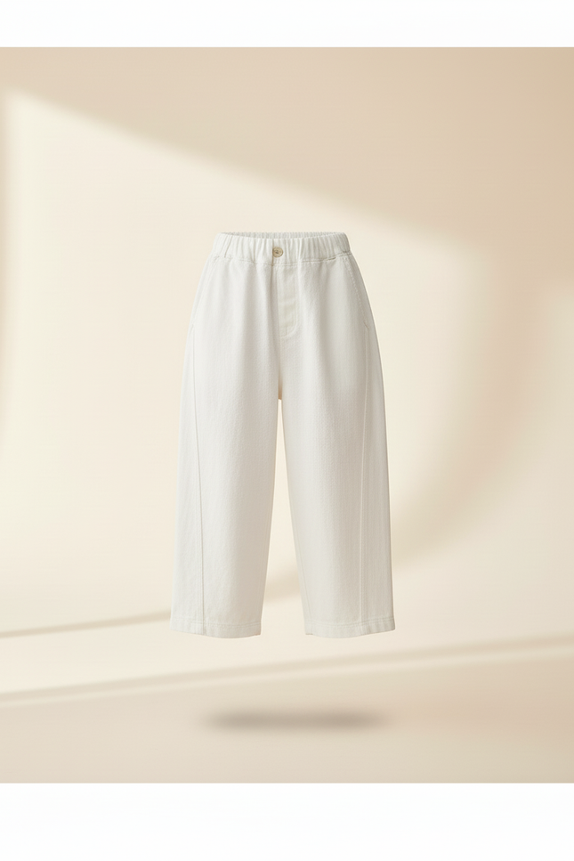 Pantalon Baggy Blanc Coton Ample Décontracté Enfant - vue 3