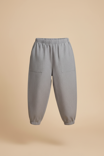 Pantalon Baggy Gris Ample Coton Enfant Confortable - vue 3