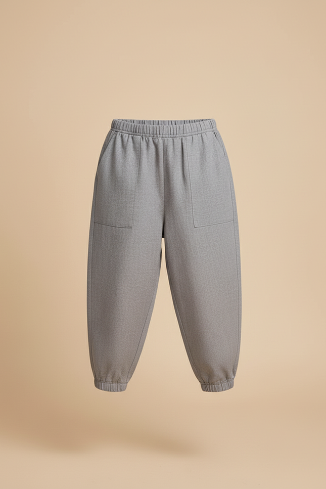 Pantalon Baggy Gris Ample Coton Enfant Confortable - vue 3
