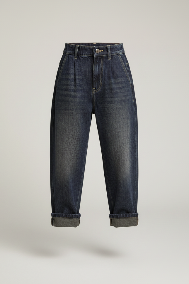 Pantalon Baggy Denim Bleu Ample Garçon Décontracté - Marine Jean - vue 3