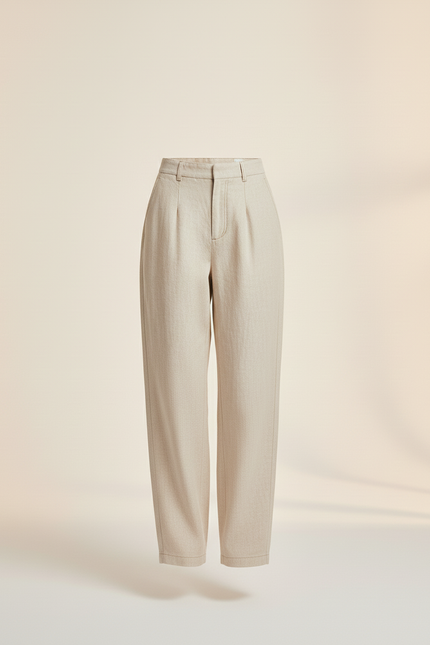 Pantalon Baggy Beige Ample Lin Plissé Femme - vue 3