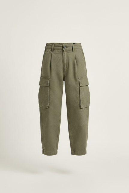Pantalon Baggy Kaki Cargo Plissé Décontracté Garçon - Lin - vue 3