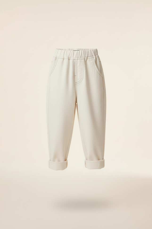 Pantalon Baggy Garçon Beige Jogging - Toile - vue 3