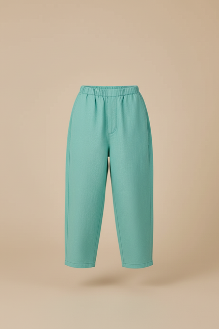 Pantalon Baggy Vert Menthe Ample Décontracté Enfant - Lin - vue 3