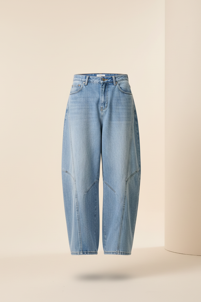 Pantalon Baggy Bleu Jean Ample Délavé Unisexe Streetwear - vue 3