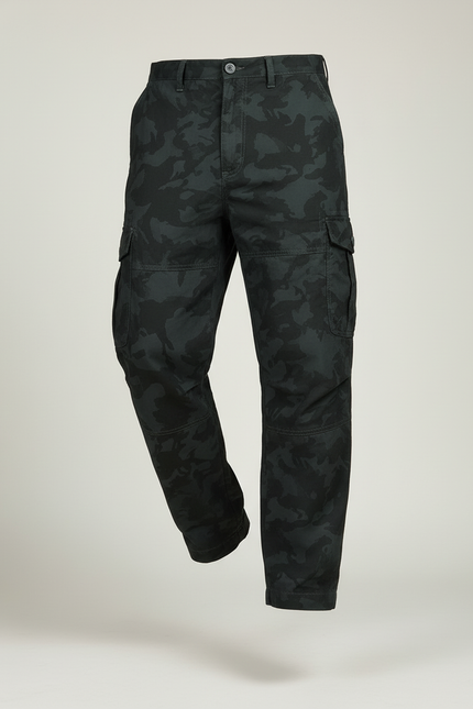 Pantalon Baggy Camouflage Cargo Coton Homme Décontracté - Vert - vue 3