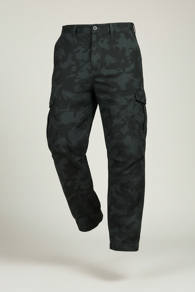 Pantalon Baggy Camouflage Cargo Coton Homme Décontracté - Vert - vue 3