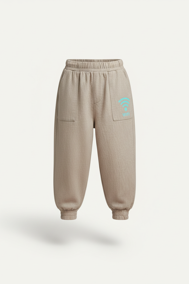 Pantalon Baggy Beige Tissé Ample Élastique Wifi Enfant - Lin - vue 3