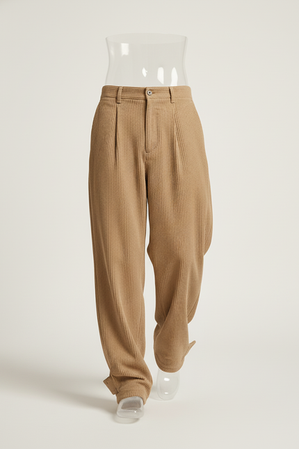Pantalon Baggy Côtelé Ample Décontracté Homme Beige - Cordé - vue 3
