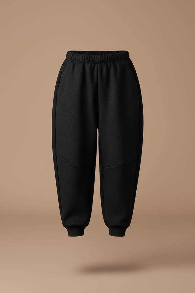 Pantalon Baggy Noir Ample Molletonné Enfant Décontracté - vue 3