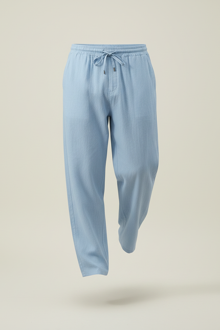 Pantalon Baggy Bleu Ciel Lin Ample Cordon Homme - vue 3