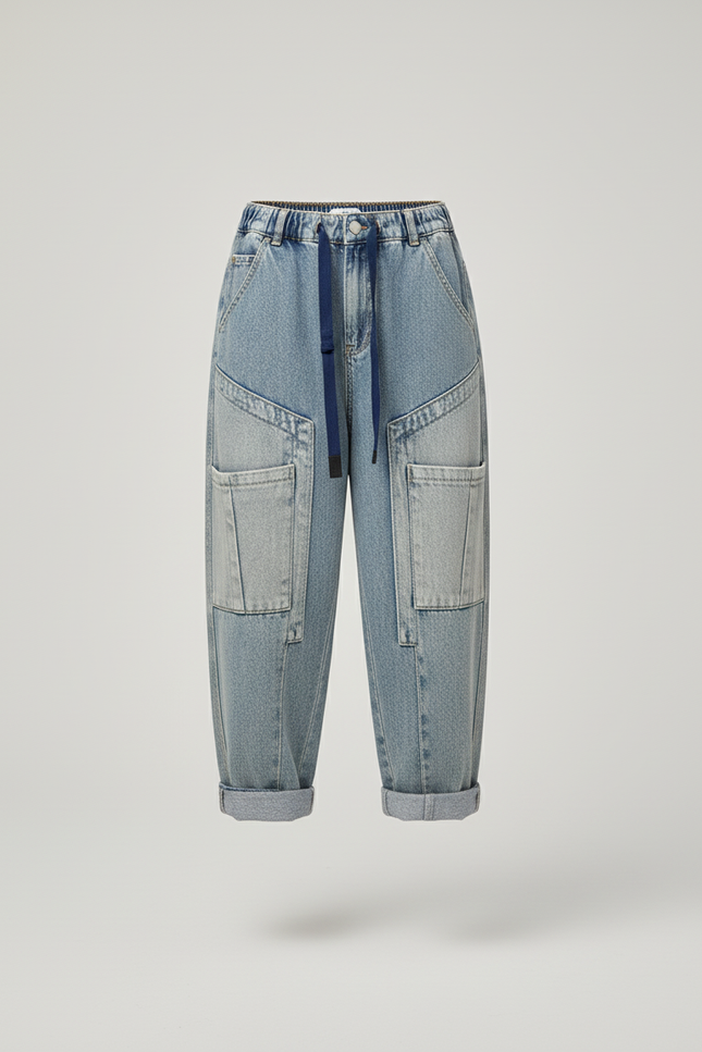 Pantalon Baggy Jean Clair Ample Poches Latérales - Bleu - vue 3