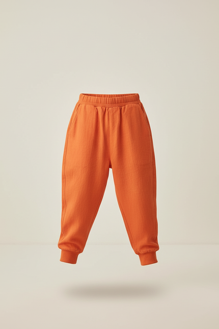 Pantalon Baggy Orange Coton Ample Confortable Enfant - Lin - vue 3
