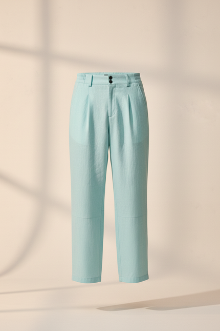 Pantalon Baggy Bleu Ciel Lin Plissé Homme - vue 3