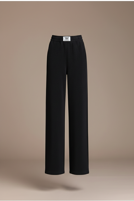 Pantalon Baggy Noir Ample Côtelé Confortable Femme - Maille - vue 3