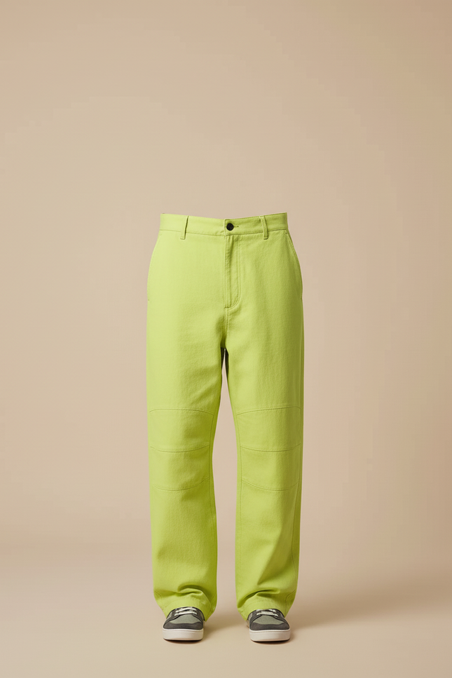 Pantalon Baggy Vert Citron Ample Décontracté Homme - Toile - vue 3