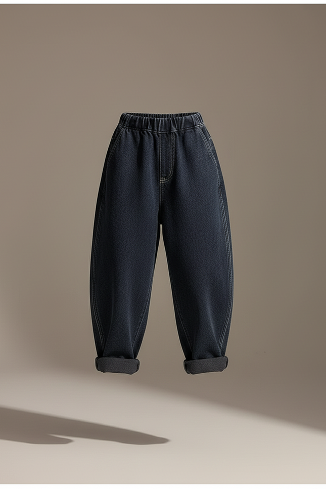 Pantalon Baggy Jean Bleu Marine Ample Enfant - vue 3