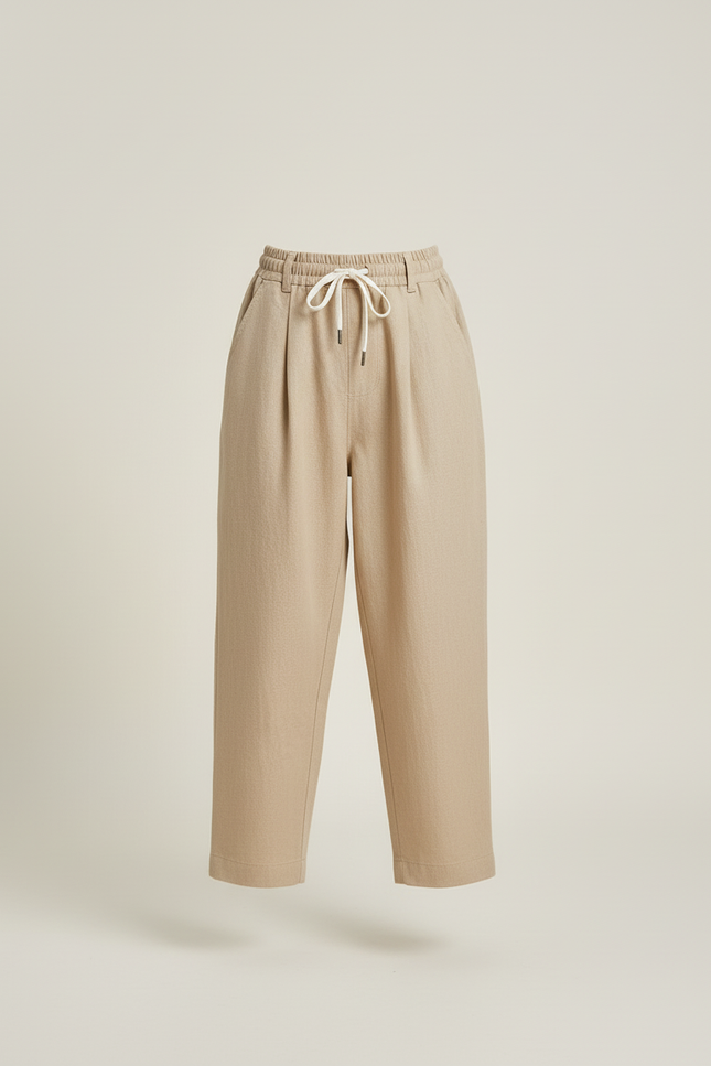 Pantalon Baggy Beige Lin Ample Décontracté Fille - vue 3