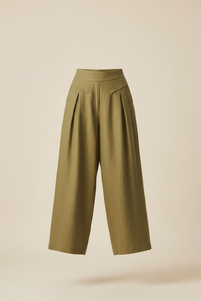 Pantalon Baggy Kaki Lin Plissé Ample Femme - vue 3