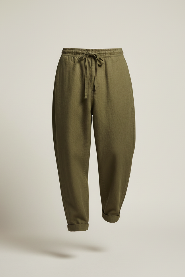 Pantalon Baggy Vert Kaki Lin Ample Décontracté Homme - vue 3