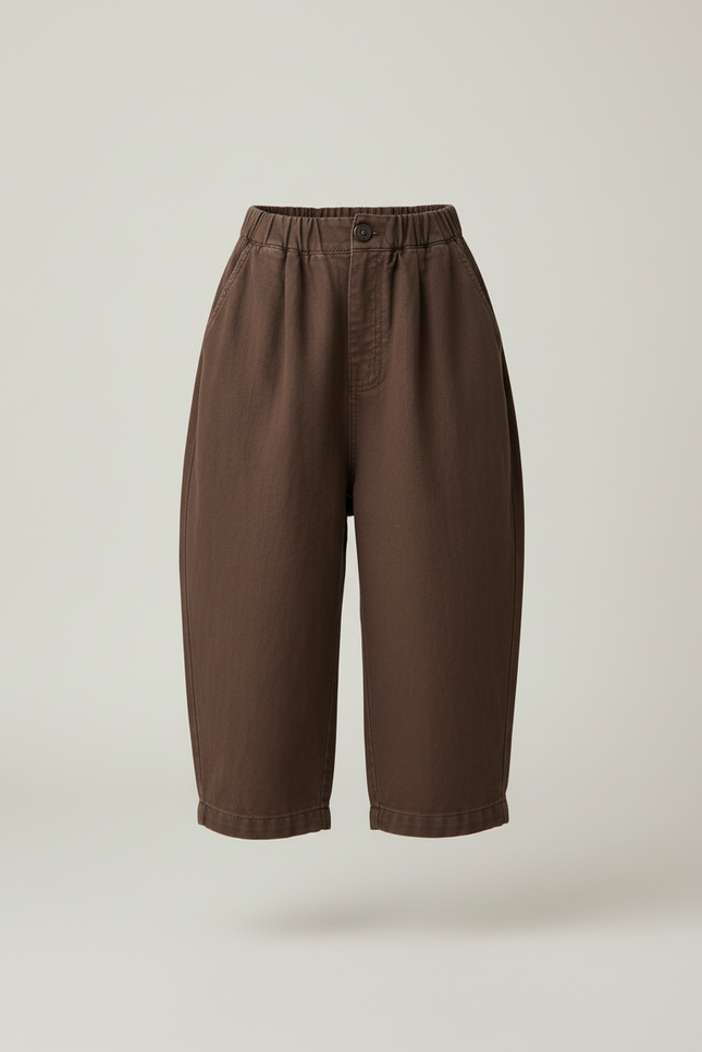 Pantalon Baggy Marron Coton Ample Décontracté Fille - Toile - vue 3
