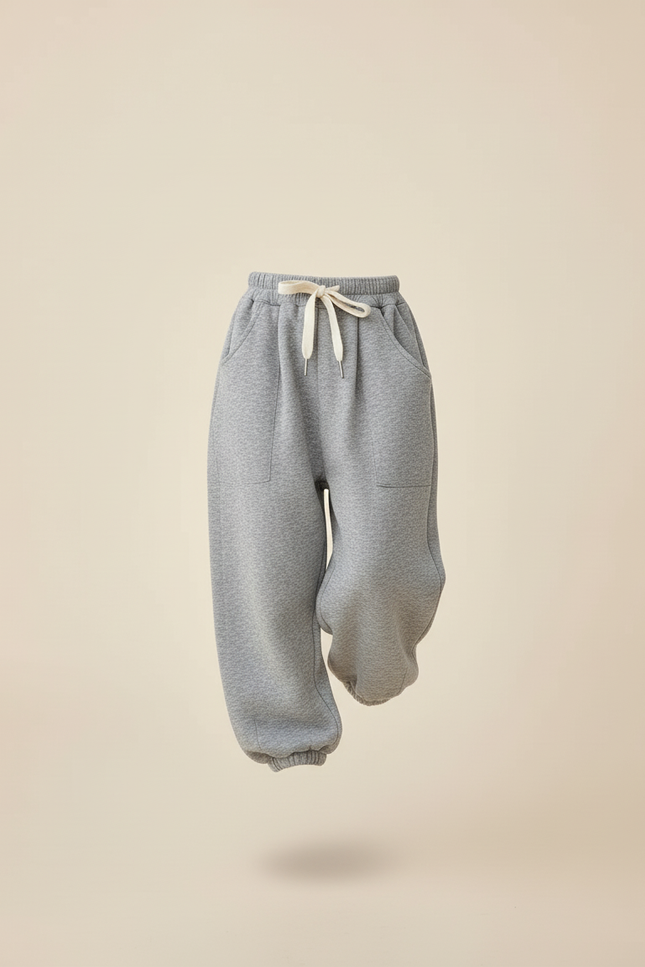 Pantalon Baggy Gris Molletonné Ample Décontracté Enfant - vue 3