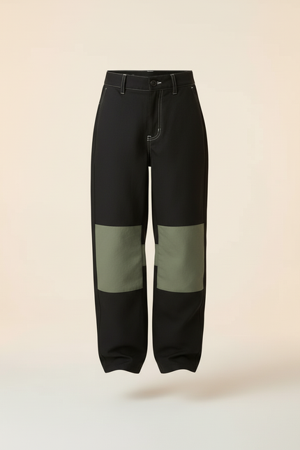 Pantalon Baggy Noir Vert Patchwork Enfant - Toile - vue 3