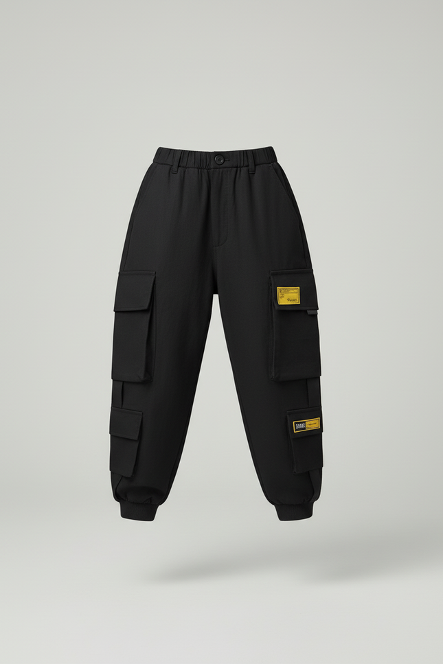 Pantalon Baggy Noir Cargo Décontracté Enfant Étiquettes - Toile - vue 3