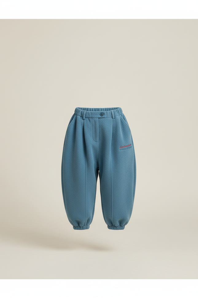 Pantalon Baggy Bleu Molletonné Hiver Ample Enfant - vue 3