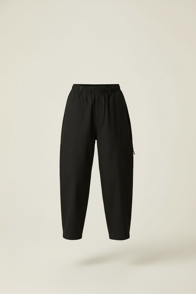 Pantalon Baggy Noir Ample Coton Cargo Enfant - vue 3