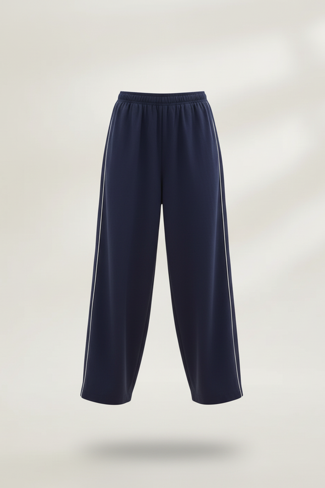 Pantalon Baggy Bleu Marine Ample Rayures Blanches - Molleton - vue 3