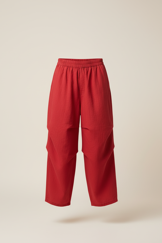 Pantalon Sarouel Baggy - Rouge Lin - vue 3