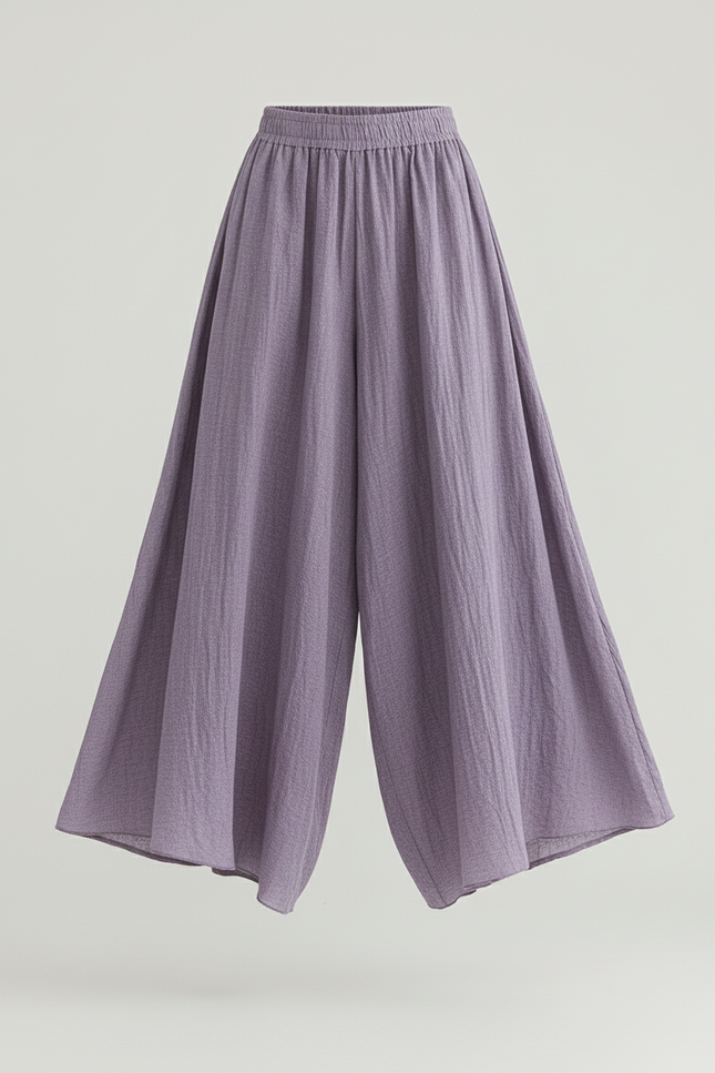 Pantalon Baggy Violet Coton Lin Ample Fluide Femme - vue 3